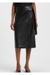 Faux-leather skirt with wrap front