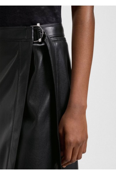 Faux-leather skirt with wrap front