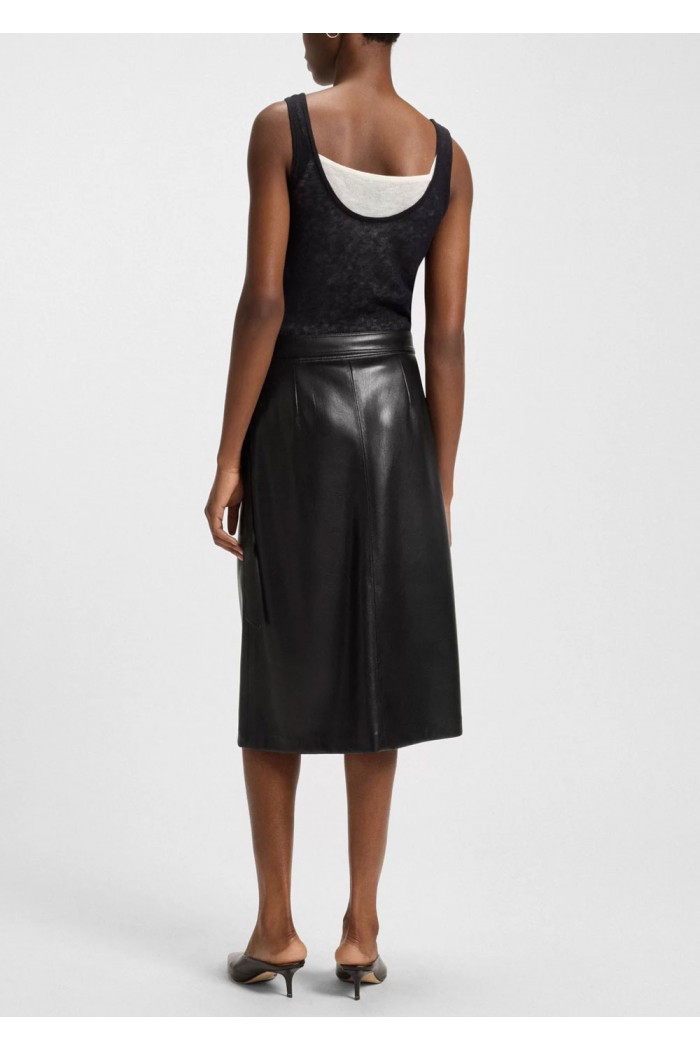 Faux-leather skirt with wrap front