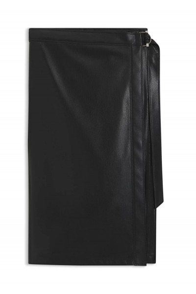 Faux-leather skirt with wrap front
