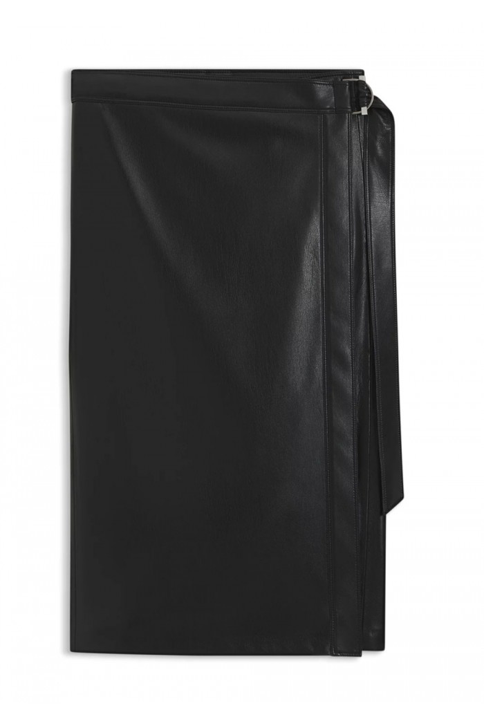 Faux-leather skirt with wrap front
