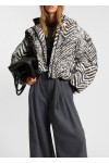 Water-repellent hooded jacket with herringbone print