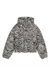 Water-repellent hooded jacket with herringbone print