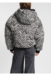 Water-repellent hooded jacket with herringbone print