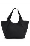 Grained-leather tote bag with logo lettering