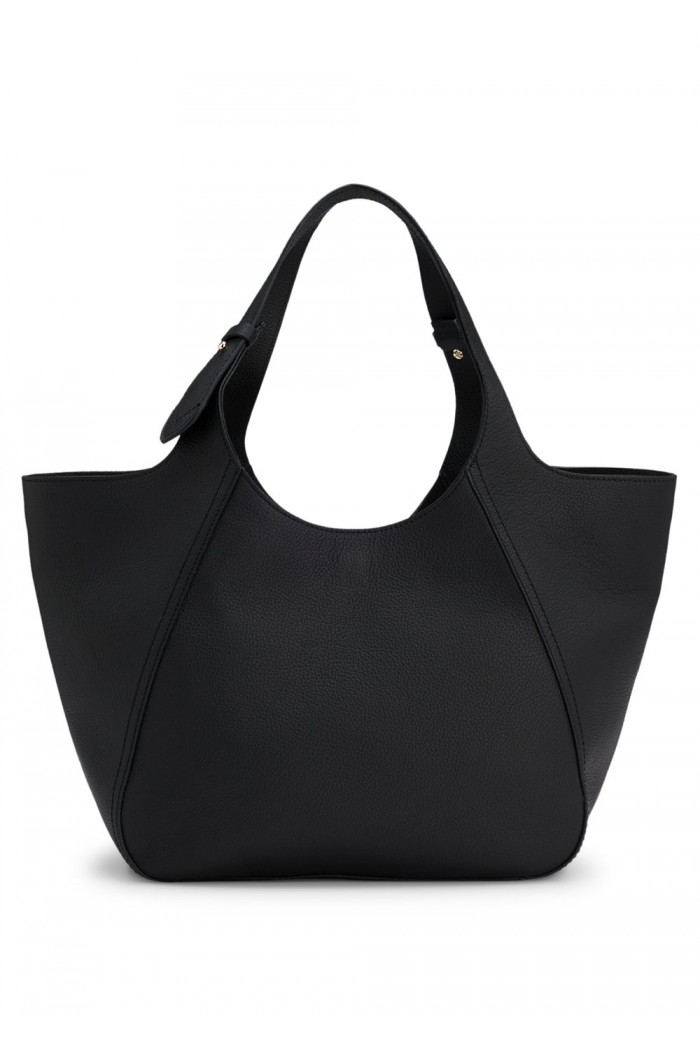 Grained-leather tote bag with logo lettering