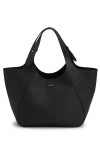 Grained-leather tote bag with logo lettering