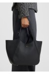 Grained-leather tote bag with logo lettering