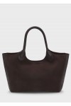 Leather tote bag with logo lettering