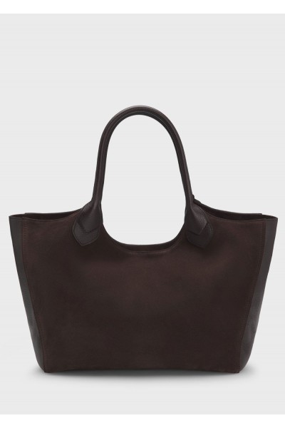 Leather tote bag with logo lettering