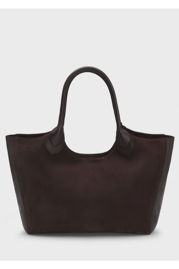 Leather tote bag with logo lettering