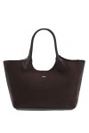 Leather tote bag with logo lettering