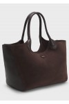 Leather tote bag with logo lettering