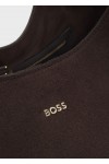 Leather tote bag with logo lettering
