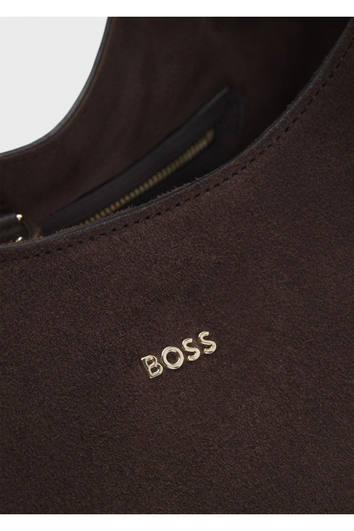 Leather tote bag with logo lettering