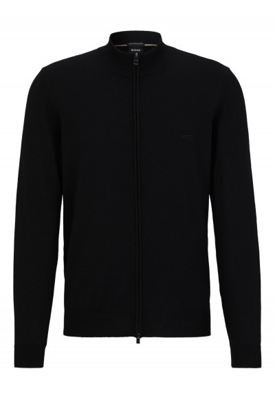 VIRGIN-WOOL REGULAR-FIT CARDIGAN WITH EMBROIDERED LOGO