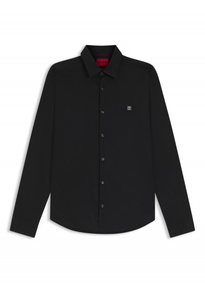 SLIM-FIT SHIRT IN STRETCH COTTON WITH STACKED LOGO