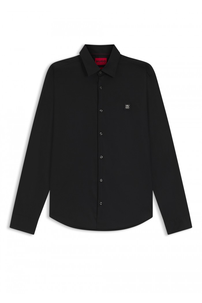 SLIM-FIT SHIRT IN STRETCH COTTON WITH STACKED LOGO