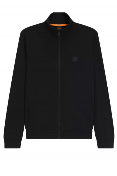 Zip-up jacket in cotton terry with logo badge