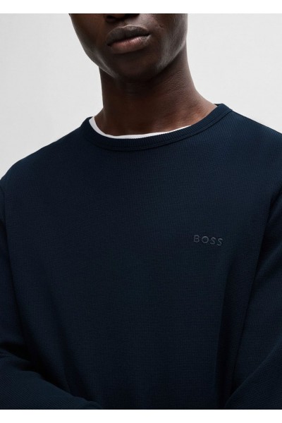 Cotton-blend T-shirt with waffle structure