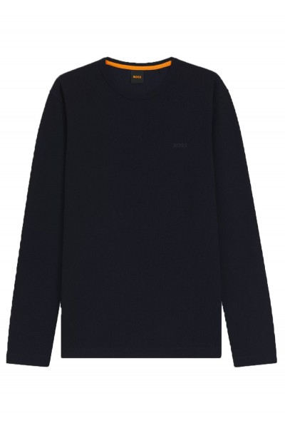Cotton-blend T-shirt with waffle structure
