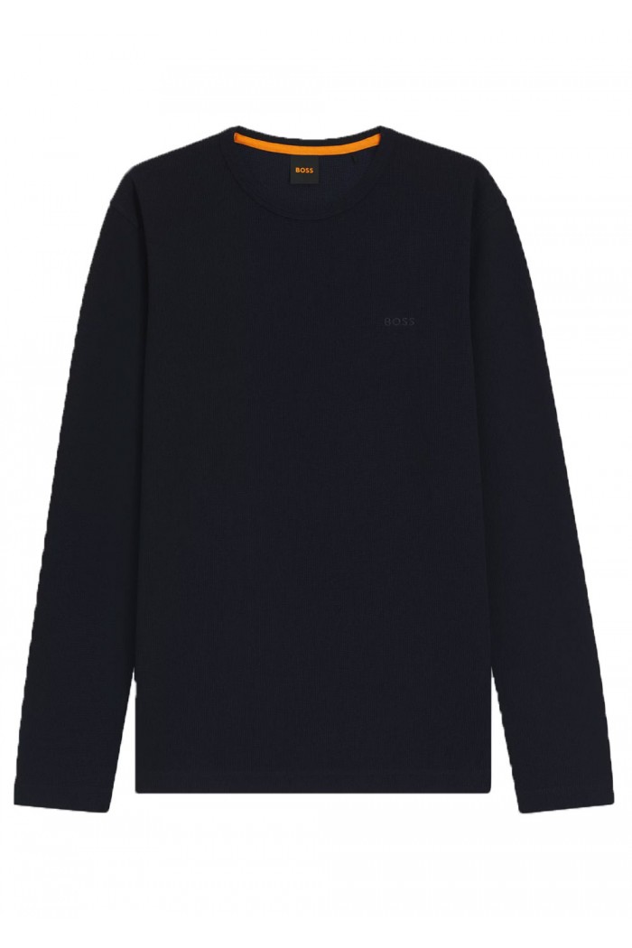 Cotton-blend T-shirt with waffle structure