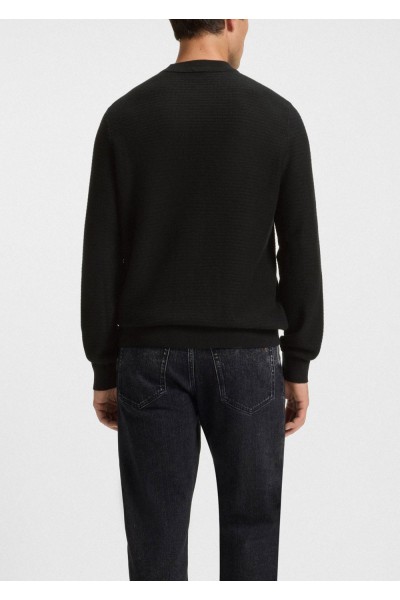 Structured sweater in cotton and cashmere with logo patch Structured sweater in cotton and cashmere with logo patch