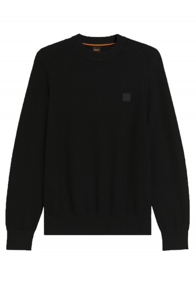Structured sweater in cotton and cashmere with logo patch Structured sweater in cotton and cashmere with logo patch