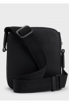Grained faux-leather reporter bag with logo trim