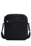 Grained faux-leather reporter bag with logo trim