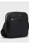 Grained faux-leather reporter bag with logo trim