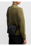 Grained faux-leather reporter bag with logo trim