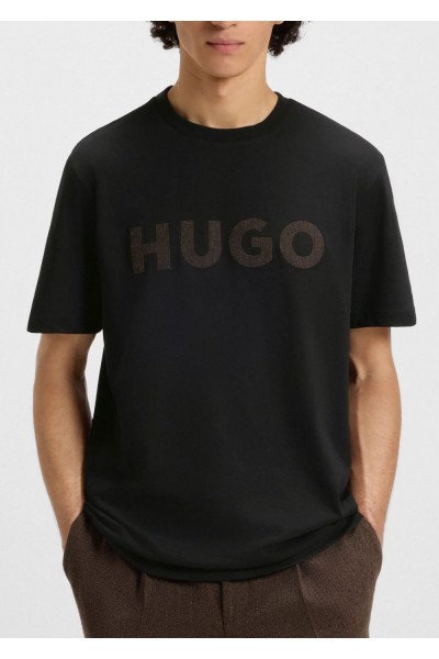 Cotton-jersey T-shirt with herringbone logo