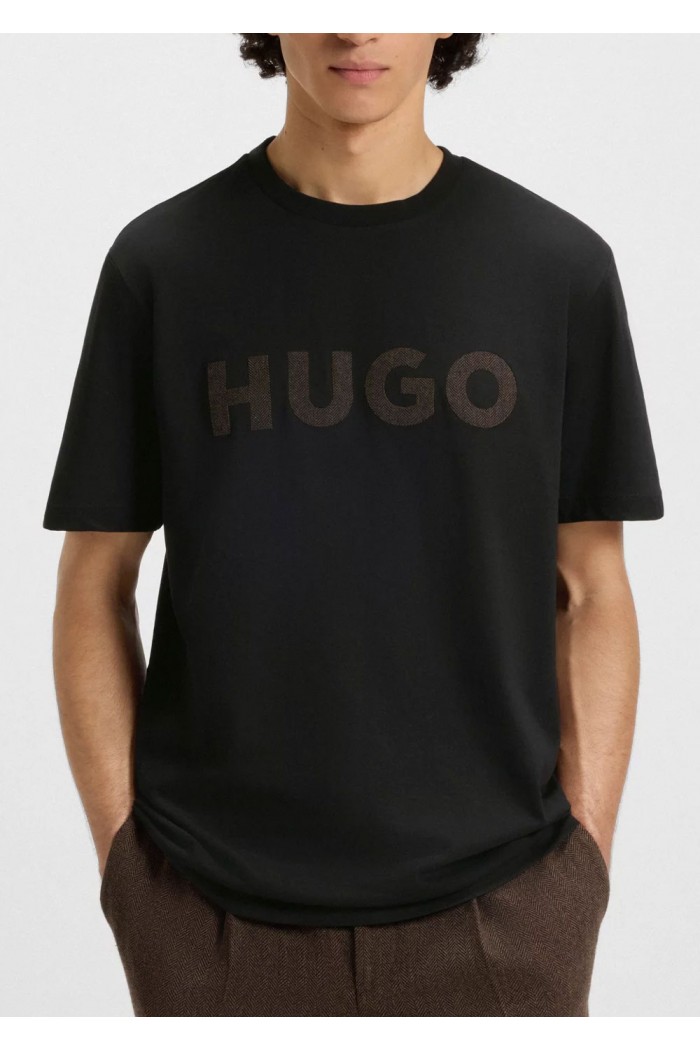 Cotton-jersey T-shirt with herringbone logo