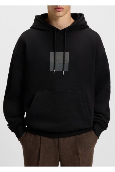 Relaxed-fit hoodie in cotton terry with split logo Relaxed-fit hoodie in cotton terry with split logo