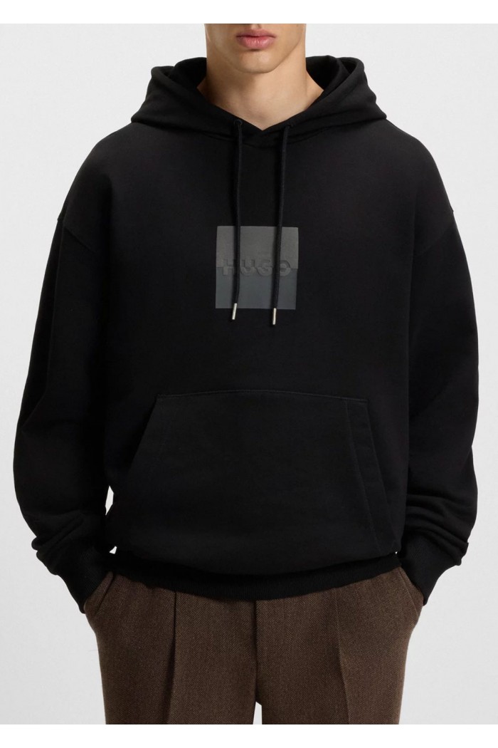 Relaxed-fit hoodie in cotton terry with split logo