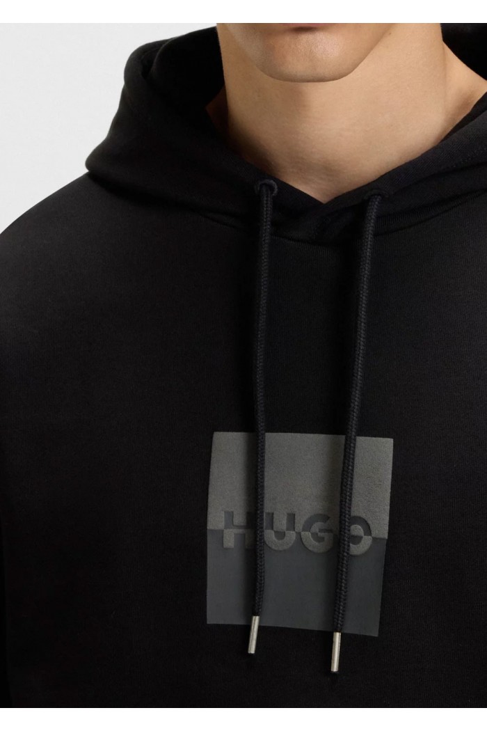 Relaxed-fit hoodie in cotton terry with split logo