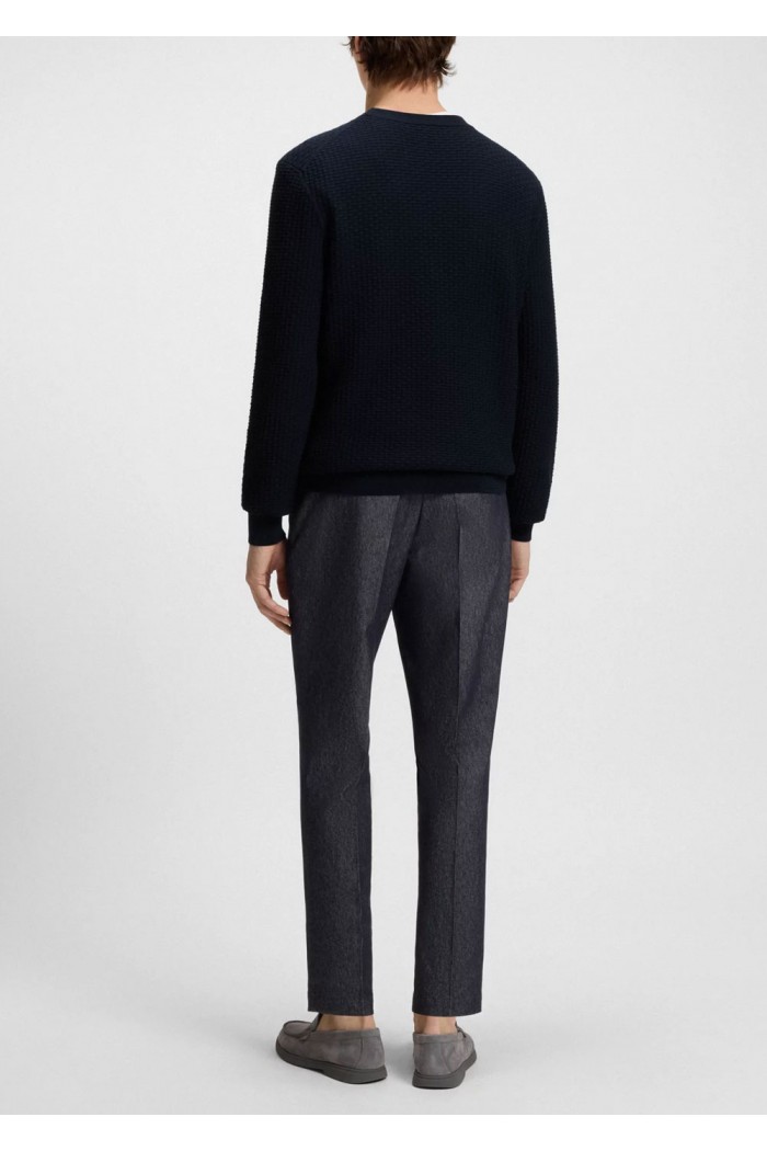 Cotton sweater with mixed structures