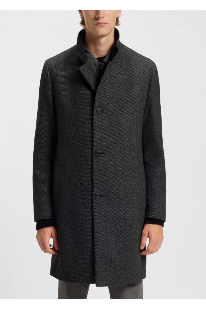 Regular-fit coat in wool-blend twill
