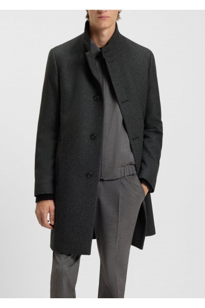 Regular-fit coat in wool-blend twill