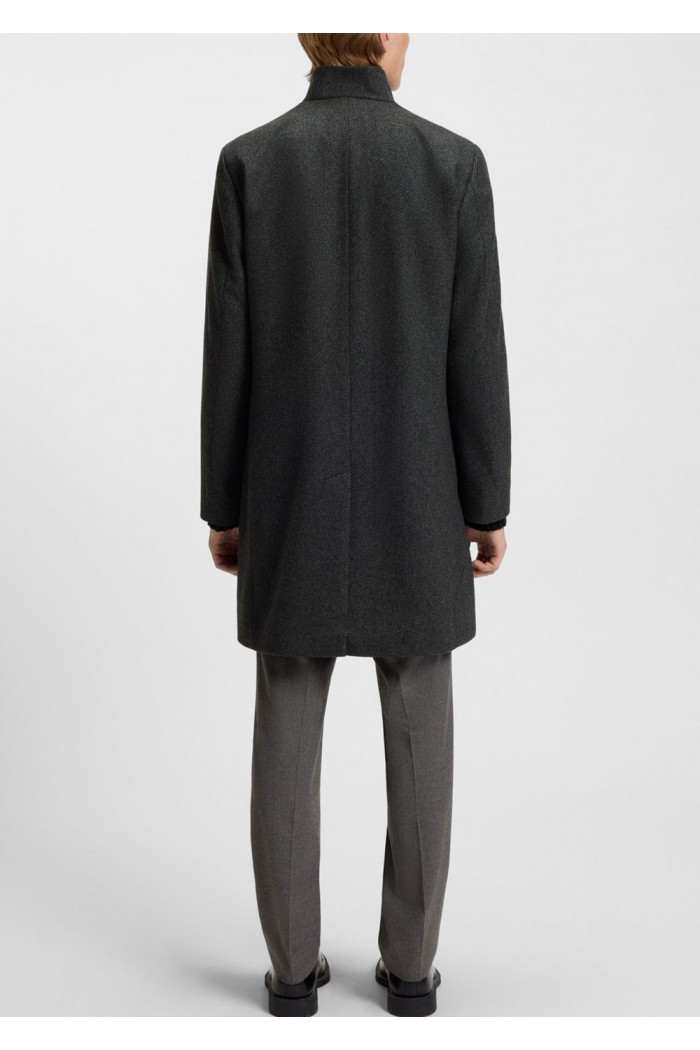 Regular-fit coat in wool-blend twill