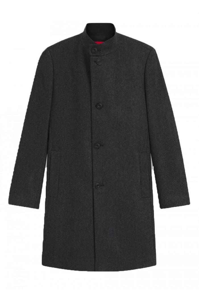 Regular-fit coat in wool-blend twill