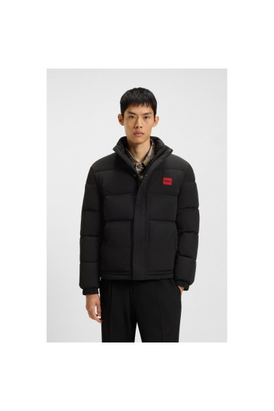 Water-repellent padded jacket with logo patch