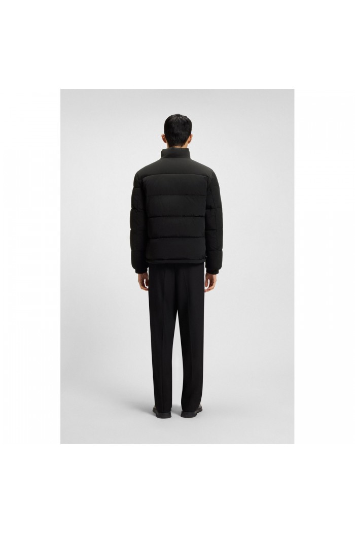 Water-repellent padded jacket with logo patch