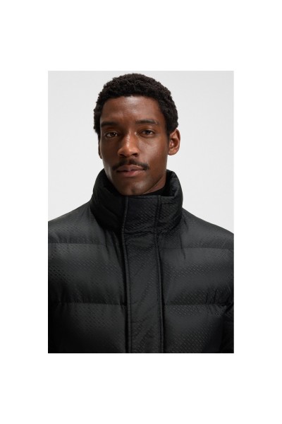 Water-repellent jacket with monogram jacquard
