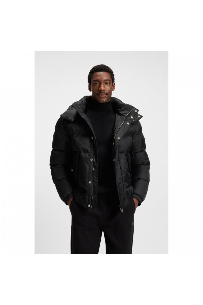 Water-repellent jacket with monogram jacquard