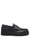 Leather loafers with lug outsole