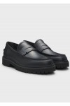 Leather loafers with lug outsole