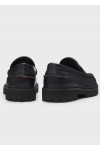 Leather loafers with lug outsole