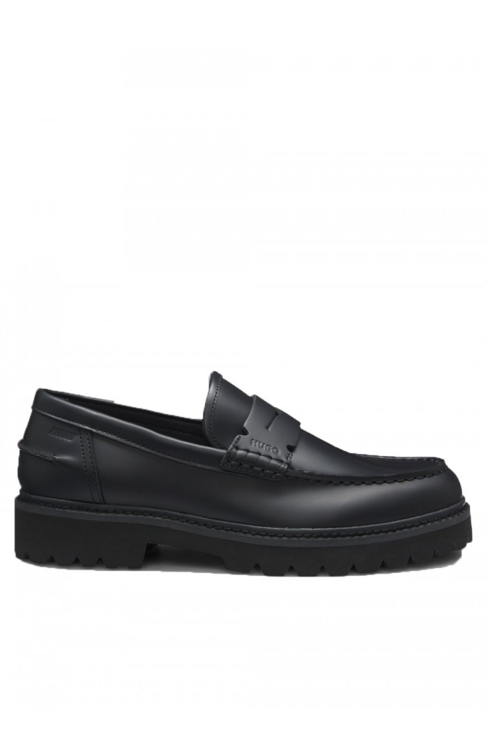Leather loafers with lug outsole